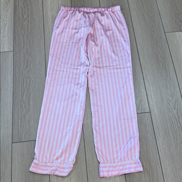 Y2K Classic Victorias Secret Pink & White Satin Pajama Set Sz S Loungewear - Picture 13 of 13